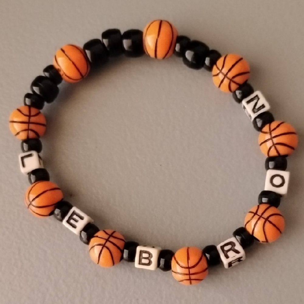 Basketball Bead Bracelet with Letter Blocks